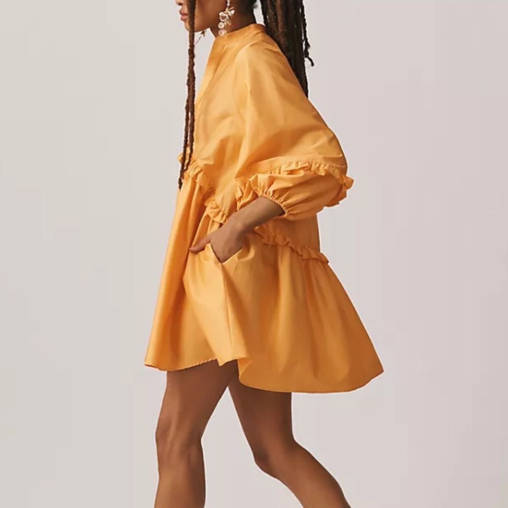 Anthropologie Devotion Twins Ruffled Mini Dress - Picture 2 of 7